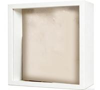 Cadre mural profond en bois pour photos, souvenirs, botaniques pressées avec fermeture magnétique, porte de présentation sur le devant (blanc, 20,3 x 20,3 cm)