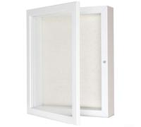 Cadre mural profond en bois pour photos, souvenirs, botaniques pressées avec fermeture magnétique, porte de présentation sur le devant (blanc, 20,3 x 25,4 cm)