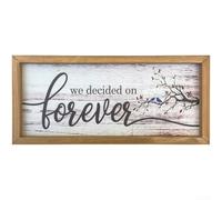 Cadre mural rustique en bois avec panneau We Decided On Forever, conçu pour mariage et décoration de la maison avec bois de sapin et crochets de fixation murale