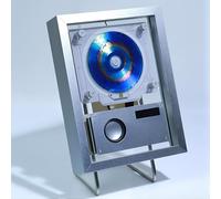 Cadre Musical Mural avec Lecteur CD, Cadre Photo Décoratif Musical, Sortie Bluetooth/USB/aux Bidirectionnelle 5.1 avec Télécommande/Haut-parleurs/6 Éclairages pour Maison/Couloir/décoration Mu Silver