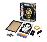 Cadre Néon Maneki-Neko - Kit DIY pour Enfants - Colorie, Assemble et Allume Le Chat du Bonheur - 3 Modes Lumière - Pose ou Suspend - Notice Illustrée - Dès 7 Ans - FK015