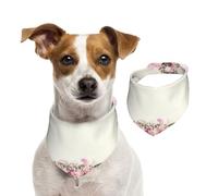 Cadre Ovale Vintage avec Roses Roses,Bandanas pour Chien, écharpe en Coton, Bavoirs réglables pour Animaux de Compagnie,S