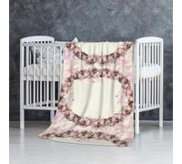 Cadre Ovale Vintage avec Roses Roses,Couverture Douce et Chaude en Flanelle Anti-Boulochage 76 x 127 cm