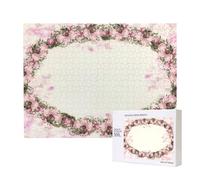 Cadre Ovale Vintage avec Roses Roses,Puzzle Familial en Bois de 500 pièces pour Adultes et Adolescents, décoration d'intérieur