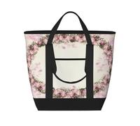 Cadre ovale vintage avec roses roses,Sacs à lunch isothermes de grande capacité pour femmes et hommes