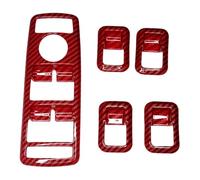 Cadre panneau commande vitre Autocollant De Garniture Cadre Bouton Lève-vitre Voiture ABS Pour Benz Pour A B C E G Pour GLE GLA CLA LK Pour W176 W246 W204 W212 W166(Carbon fiber Red)