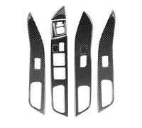 Cadre panneau commande vitre Pour Mitsubishi Pour Lancer Pour EVO X Pour MR 2008-2015 Panneau Levage Porte En Fiber Carbone Revêtement D'habillage Autocollants Intérieurs Voiture(Black LHD)