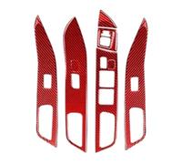 Cadre panneau commande vitre Pour Mitsubishi Pour Lancer Pour EVO X Pour MR 2008-2015 Panneau Levage Porte En Fiber Carbone Revêtement D'habillage Autocollants Intérieurs Voiture(Red RHD)