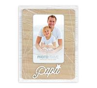 Cadre Papa Photo 10 x 15 en bois blanc avec inscription papa avec étoile et impression géométrique Cadre photo fête des pères 10 x 15 cm en bois avec cœurs pour cadeau Père et père anniversaire