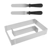Cadre Patisserie Rectangulaire, Extensible Moule Carré, Moule Rectangulaire Patisserie en Acier Inoxydable, Cadre Patisserie Extensible avec 2 Spatule, Cadre de Cuisson pour Mousse Dessert,Gâteaux