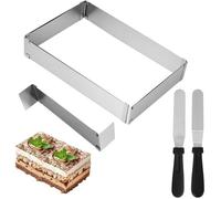 Cadre Patisserie Rectangulaire, Extensible Moule Rectangulaire Patisserie,Moule à Gâteau Avec 2 spatules,Pour la fabrication