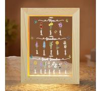 Cadre personnalisé First Mom then Grandma Now Great Grandma Now Great Grandma Frame Lampe, plaque acrylique pour mois de naissance, anniversaire, fleur, cadeau pour grand-mère de la part de