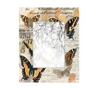 Cadre photo 12,7 x 17,8 cm pour décoration murale et table, style vintage, rétro, fleur, papillon, journal, cadre photo vertical ou horizontal en bois