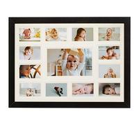 Cadre photo 13 ouvertures avec double mat blanc - Affichage 10 x 15 cm et 12 5 x 7 cm - Montage mural, paysage, portrait - Noir