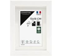 Cadre Photo 13x18 cm CEANOTHE en Bois FSC Blanc Passe-partout 10x15 cm - Convient au A6 et Carte Postale Design Effet Caisse Collection MILAN Verre acrylique Incassable Fabriqué en France Blanc G