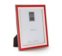 Cadre photo 15 x 20 cm, fabriqué en Italie, émaillé, élégant plaqué argent, bande 2,5 cm, argent plaqué antioxydant, magnifique cadre en argent platé, avec dos en bois acajou B11032/15 x 20