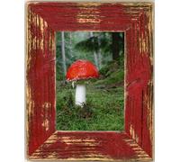 Cadre photo 15x15 cm rouge – bois recyclé – Mein Landhaus – avec verre et pied