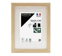 Ceanothe Cadre Photo 18x24 cm en Bois FSC Brut Passe-Partout 13x18 cm - Convient au A5 Design Effet Caisse Collection Milan Verre Acrylique Incassable Recyclé Fabriqué en France