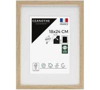 Ceanothe Cadre Photo Bois Chêne 18x24 cm avec Passe-Partout 13x18 cm - Bois Naturel FSC pour Petit Souvenir Décoration et A5 - Verre Acrylique Incassable Collection Alba - Fabriqué en France
