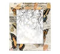 Cadre photo 20,3 x 25,4 cm pour décoration murale et table, style vintage, rétro, fleur, papillon, journal, en bois, vertical ou horizontal, 1 pièce,