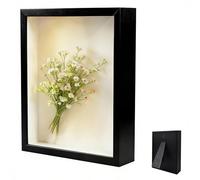 Cadre Photo 3D, 10 x 15 cm, Cadre Objet Profond 3 cm, 3D Cadres Photo Rectangulaire, avec Plaque Acrylique Transparente, Cadre Stéréoscopique Carré pour Bouquet de Mariage, Noir