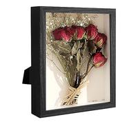 Cadre photo 3D, 15 x 20 cm, profond, en bois, pour remplissage 3D, boîte profonde, avec plaque acrylique, pour tenture murale ou de bureau, cadeau mémoire familiale, grain de bois noir