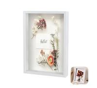 Cadre photo 3D, 22 x 17 x 3 cm, profond, à remplir, objet en bois, pour photos, collage, bouquet de mariée, tenture murale, blanc