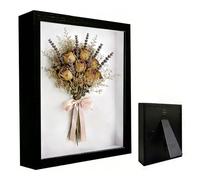 Cadre Photo 3D, 30 x 40 cm, 3D Cadre Photo Rectangulaire, avec Plaque Acrylique Transparente, Cadre d'Objet, Cadre Stéréoscopique Carré, pour Objets, Cadeau de Mariage, Bouquet, Noir