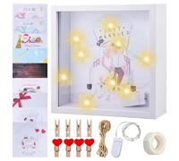 Cadre photo 3D 8 en 1 : 9 arrière-plans, tirelire et éclairage pour mariage, baptême, voyage, anniversaire