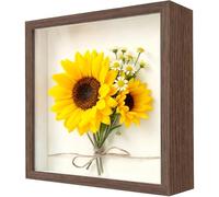 Cadre Photo 3D à remplir,22 x 22 cm,3 cm de Profondeur,Cadre en Bois,Noix | Cadres 3D pour objets décoratifs murs et bureaux,bouquets de mariée,créations artistiques à faire soi-même et cadres photo.