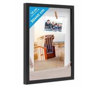 Cadre Photo 3D à remplir 30 x 40 cm Cadre boîte Profond Noir | cadre boîte pour objets jusqu'à 1,5 cm avec passe-partout et verre, bois MDF, pour les loisirs créatifs & comme cadeau