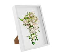 Cadre Photo 3D à remplir 31.5 x 22.7 cm Blanc, A4 Cadre boîte Profond avec Passe-Partout, pour Objets jusqu'à 3 cm, Cadre D'Objet en Bois, Cadre Vitrine Profond pour Photos Fleurs Souvenirs Médailles
