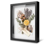 Cadre Photo 3D à remplir 40 x 50 cm Cadre boîte Profond Noir | cadre boîte pour objets jusqu'à 3 cm avec passe-partout et verre, bois MDF, pour les loisirs créatifs & comme cadeau