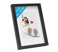 Cadre Photo 3D à remplir A4 21 x 30 cm Cadre boîte Profond Noir | cadre boîte pour objets jusqu'à 1,5 cm avec passe-partout et verre, bois MDF, pour les loisirs créatifs & comme cadeau