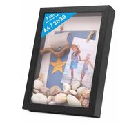 Cadre Photo 3D à remplir A4 21 x 30 cm Cadre boîte Profond Noir | cadre boîte pour objets jusqu'à 3 cm avec passe-partout et verre, bois MDF, pour les loisirs créatifs & comme cadeau