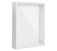 Cadre Photo 3D à Remplir, Cadre 3D Profond A4, 22,7 x 31,4cm Cadre Profondeur, Cadre de Boîte D'Ombre, Cadre D'Objet en Bois, Cadre Vitrine Profond pour Photos Fleurs Souvenirs Médailles (Blanc 5CM)