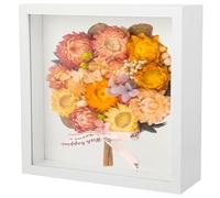 Cadre photo 3D à remplir, cadres avec profondeur en bois, cadre 20 x 20 cm, idéal comme cadres pour tableaux 3D et souvenirs tels que des fleurs, des bouquets de mariage et des objets décoratifs.