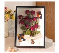 Cadre photo 3D A4, 297 x 210 mm, profond, pour objets jusqu'à 5 cm, à remplir, forme carrée, pour objets, photos, œuvres d'art, souvenirs, fleurs (A4, noir)