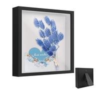 Cadre Photo 3D, Boîte à Ombre de Fleurs 25 x 25 cm, avec Plaque Acrylique Transparente, Cadre Objet Carré 3D Profondeur 3cm, pour Souvenirs, Médailles, Fleurs Séchées Artisanat, Noir
