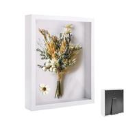 Cadre Photo 3D, Cadre D'objet Carrée en Bois pour Déco à Remplir 21 x 30 cm, avec Plaque Acrylique Transparente, Vitrine Carré Profond 3cm, pour Bouquets de Mariage et Médailles(Blanc)