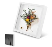Cadre Photo 3D, Cadre Objet Profond 3 cm, Cadre Photo Profond à Remplir 30 x 30 cm, avec Plaque Acrylique Transparente, Cadre Photo 3D à Remplir, Décoration Murale Stéréoscopique, Blanc