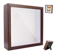 Cadre Photo 3D, Cadre Photo Profond à Remplir 20 x 20 cm, avec Plaque Acrylique Transparente, Cadre Objet 3D Profond 3cm, Cadre Stéréoscopique Carré, Décoration Murale Stéréoscopique, Couleur de Café