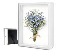 Cadre Photo 3D, Cadre Photo Profond à Remplir 20 x 25 cm, avec Plaque Acrylique Transparente, Cadre Objet 3D Profond 3cm, Cadre Stéréoscopique Carré, Souvenirs de Bricolage Décoration, Blanc