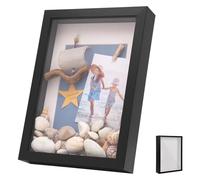 Cadre Photo 3D, Cadre Photo Profond à Remplir 20 x 25 cm, avec Plaque Acrylique Transparente, Cadre Objet 3D Profond 3cm, Cadre Stéréoscopique Carré, Décoration Murale Stéréoscopique, Noir