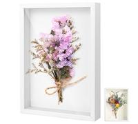 Cadre Photo 3D, Cadre Photo Profond à Remplir 21 x 30 cm, avec Plaque Acrylique Transparente, Cadre Objet 3D Profond 3cm, Cadre Stéréoscopique Carré, Décoration Murale Stéréoscopique, Blanc