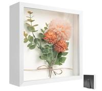 Cadre Photo 3D, Cadre Photo Profond à Remplir 25 x 25 cm, avec Plaque Acrylique Transparente, Cadre Objet 3D Profond 3cm, Cadre Stéréoscopique Carré, pour Les Photos, Bouquets, Les œuvres d'art DIY