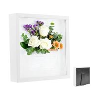 Cadre Photo 3D, Cadre Photo Profond à Remplir 25 x 25 cm, avec Plaque Acrylique Transparente, Cadre Objet 3D Profond 3cm, pour Cadeau de Mariage, Cadre Profond en Bois, Pour la Maison, Salon, Blanc