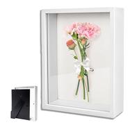 Cadre Photo 3D, Cadre Photo Profond à Remplir 25 x 25 cm, avec Plaque Acrylique Transparente, Cadre Objet 3D Profond 3cm, Cadre Stéréoscopique Carré, pour Les Photos, Bouquets, Les œuvres d'art DIY