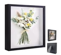 Cadre Photo 3D, Cadre Photo Profond à Remplir 25 x 25 cm, avec Plaque Acrylique Transparente, Cadre Objet 3D Profond 3cm, Cadre Stéréoscopique Carré, Décoration Murale Stéréoscopique, Noir