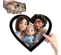 Cadre photo 3D personnalisé de dessin animé - Art acrylique personnalisé avec design généré par l'IA, art mural de dessin animé parfait cadeau romantique pour la Saint-Valentin, un anniversaire de